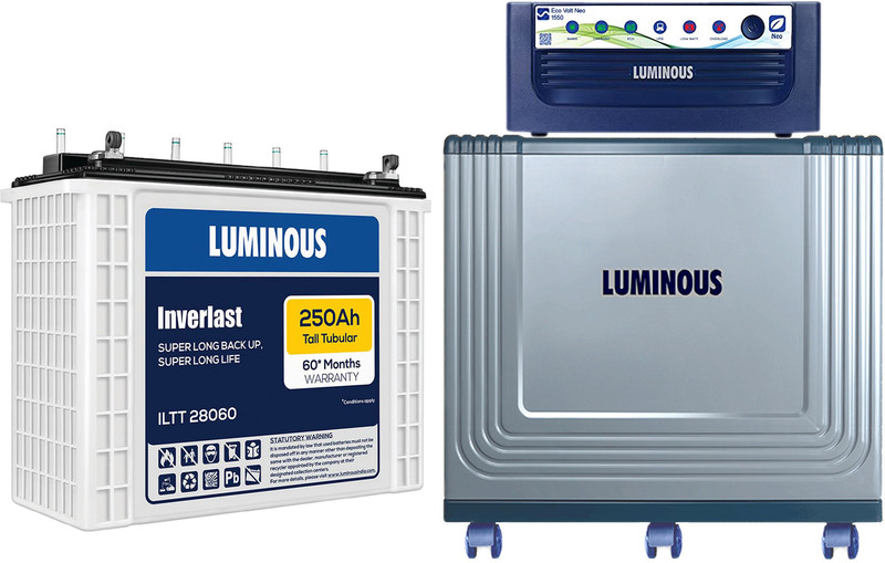 LUMINOUS 60 Months Warranty Tubular Inverter Battery(220 Ah, Eco Volt+ 1550 Inverter with ILTT 26060 220Ah)