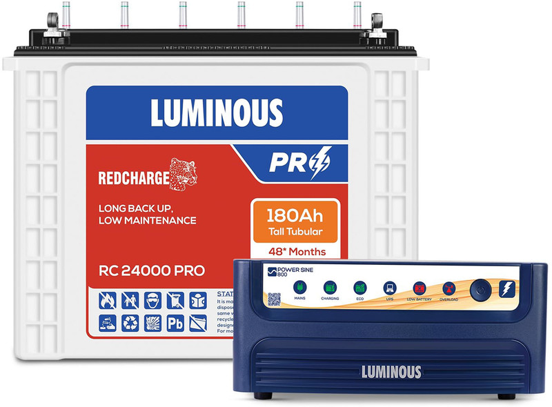LUMINOUS 48 Months Warranty Tubular Inverter Battery(180 Ah, Power Sine 800 Inverter_RC 24000)