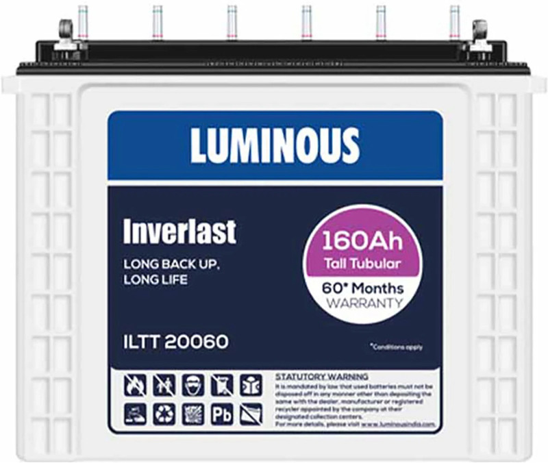 LUMINOUS 60 Months Warranty Tubular Inverter Battery(160 Ah, ILTT 20060)