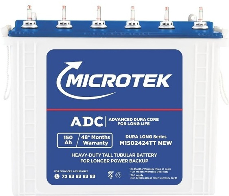 Microtek 48 Months Warranty Tall Tubular Inverter Battery(150 Ah, M1502424TT)