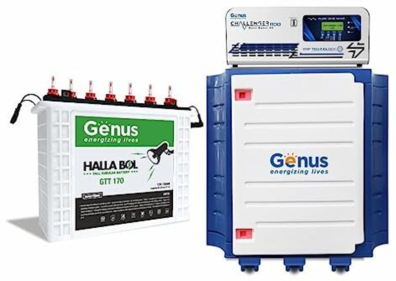 Genus 60 Months Warranty Tubular Inverter Battery(150 Ah, Challenger 1100 Pure Sine Wave 825VA Inverter with Trolley and 150Ah Tall)
