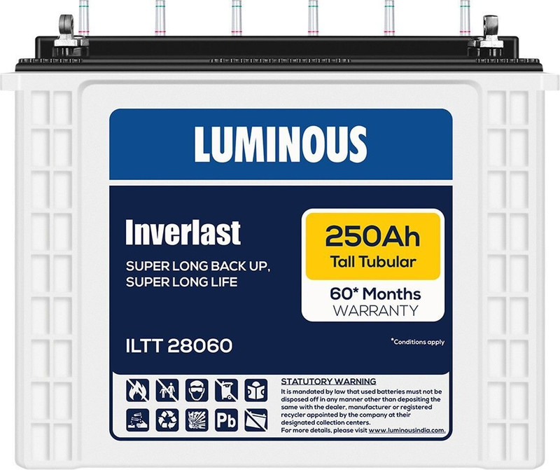 LUMINOUS 60 Months Warranty Tubular Inverter Battery(250 Ah, ILTT28060)