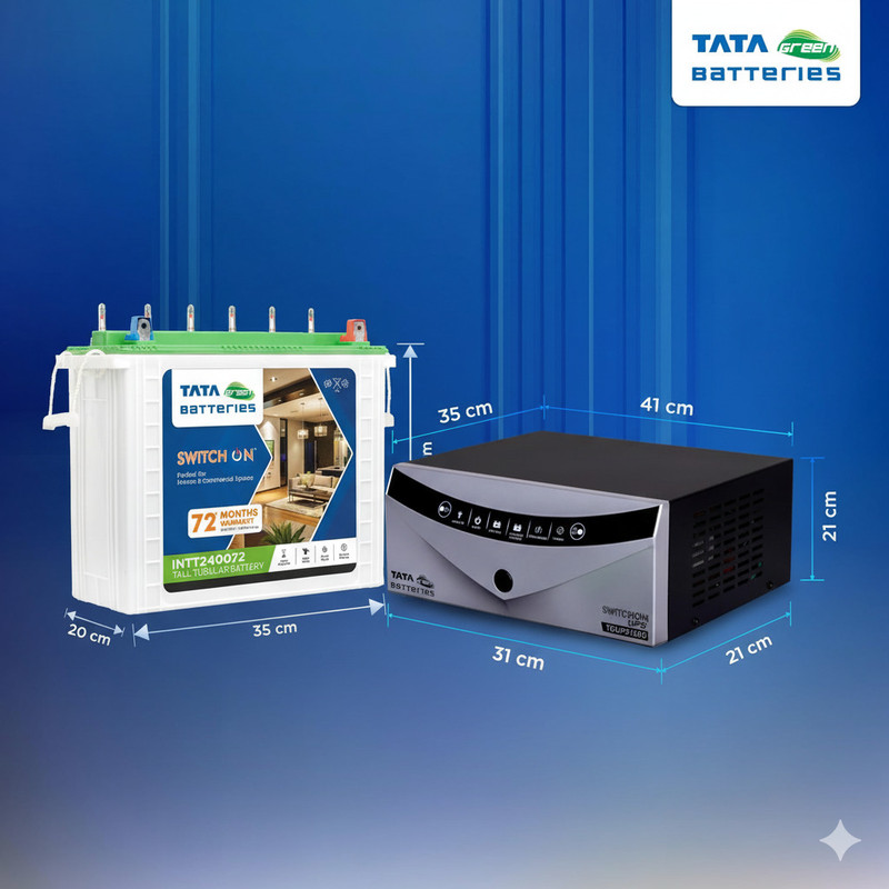 Tata 72 Months Warranty Tall Tubular Inverter Battery(200 Ah, Switch ON Pure Sine Wave 850VA+INTT240072 200AH)