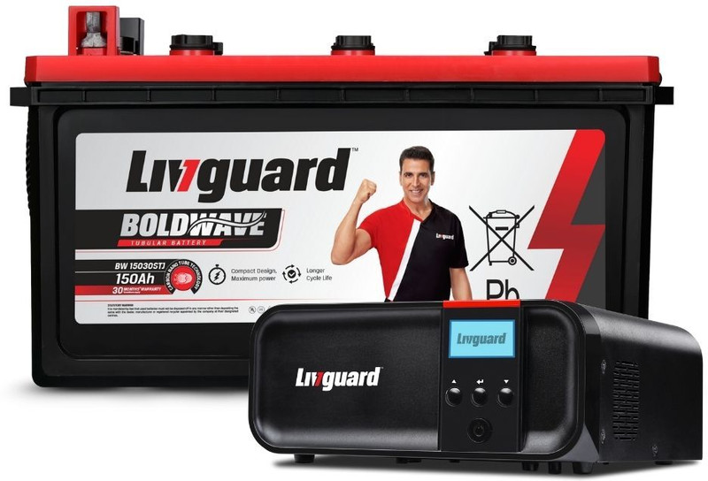 Livguard 30 Months Warranty Tubular Inverter Battery(150 Ah, Sineverter Pro 900VA/12V Sinewave Inverter with Value Plus Short Jumbo)