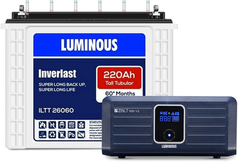 LUMINOUS 60 Months Warranty Tubular Inverter Battery(220 Ah, Zelio Smart 1100 with ILTT 26060 & Trolley)