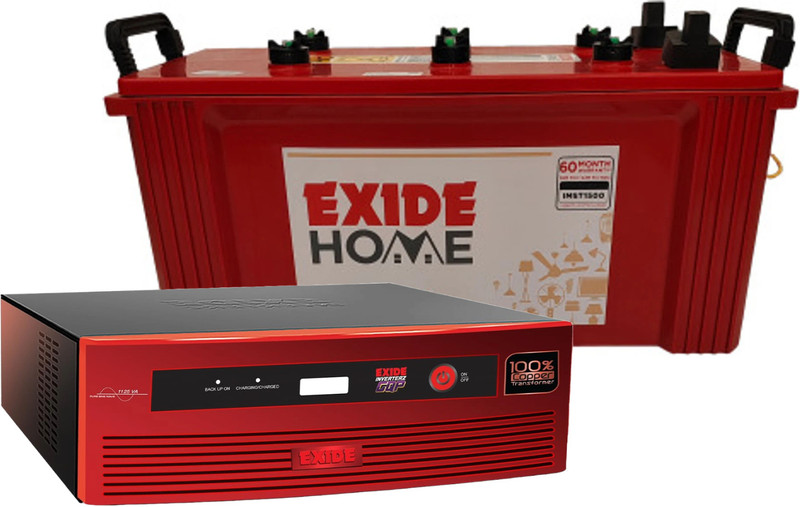 EXIDE 60 Months Warranty Short Tubular Inverter Battery(150 Ah, IMST 1500 With GQP 1125)