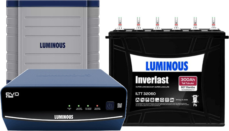 LUMINOUS 60 Months Warranty Tubular Inverter Battery(300 Ah, ILTT 32060 With Evo S 1050 With Trolly)