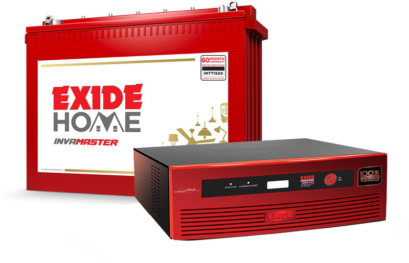 EXIDE 60 Months Warranty Tubular Inverter Battery(150 Ah, GQP 850 VA Pure Sine Wave with Copper Transformer Inverter & IMTT 1500)