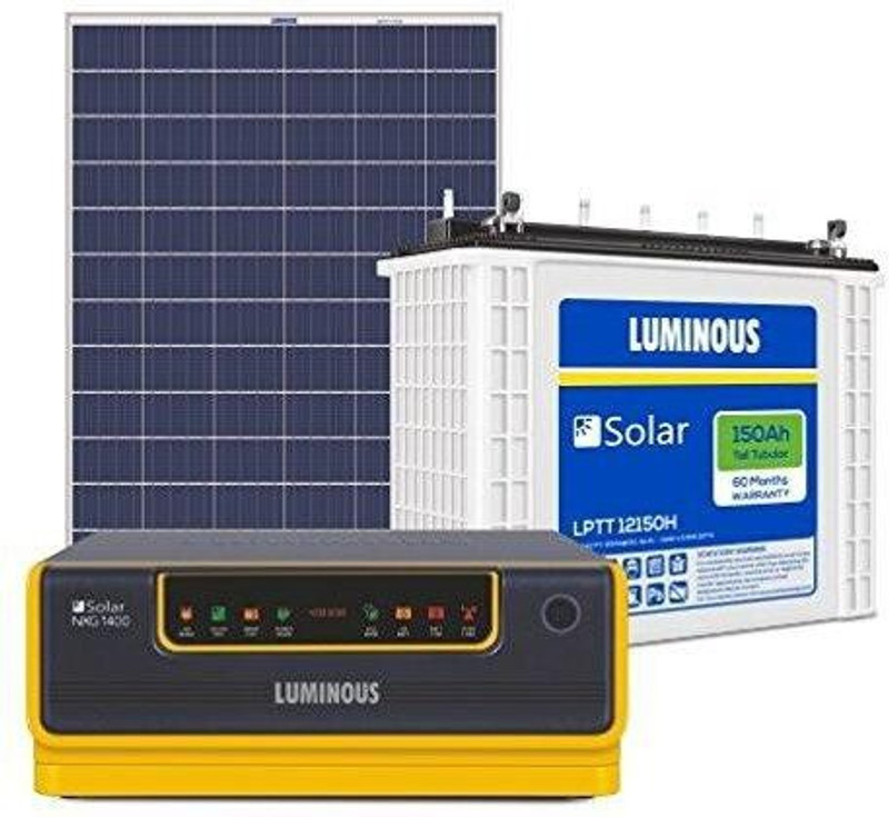 LUMINOUS Tubular Inverter Battery(150 Ah, NXG1400 + LPTT12150H 150Ah 1No + 165Watts Solar Panel 2Nos (Poly))