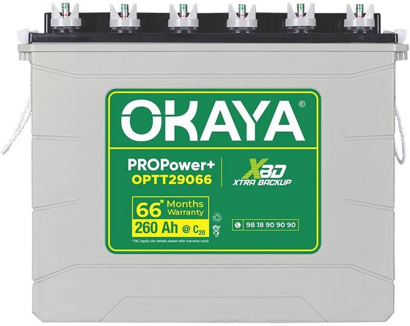 OKAYA 66 Months Warranty Tubular Inverter Battery(260 Ah, PRO Power+ OPTT29066)