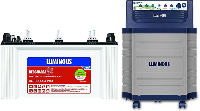 LUMINOUS 48 Months Warranty Tubular Inverter Battery(150 Ah, Eco Volt Neo 850 with RC 18000ST PRO & Trolley)
