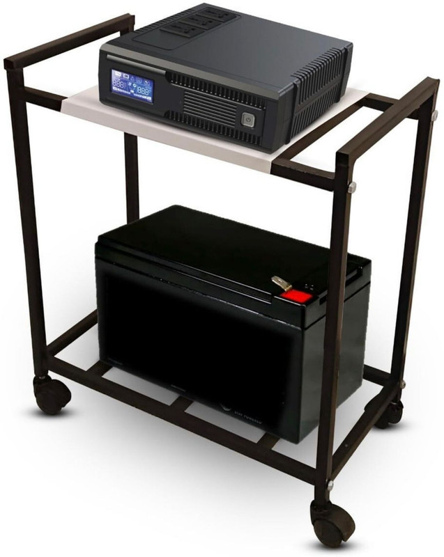 SHOEVAULT Inverter Trolley Stand with Wheels | Rust-Proof Base Trolley for Inverter and Battery(Black, White)
