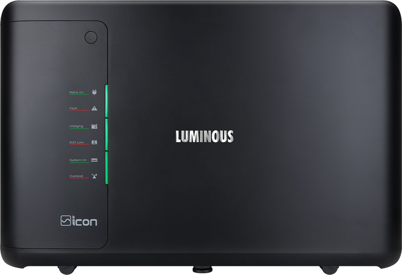 LUMINOUS iCon Black | LED Indicators | Fast Charging | Easy Installation | 1100/12V with 24 Months Warranty Pure Sine Wave Inverter(900 VA)