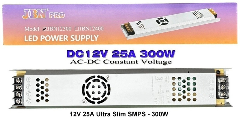 BALRAMA 12V 300W Ultra Slim Metal Body LED Power Supply SMPS 12 Volt 30 Amp DC Adaptor 300 W AV Control Amplifier(Silver)