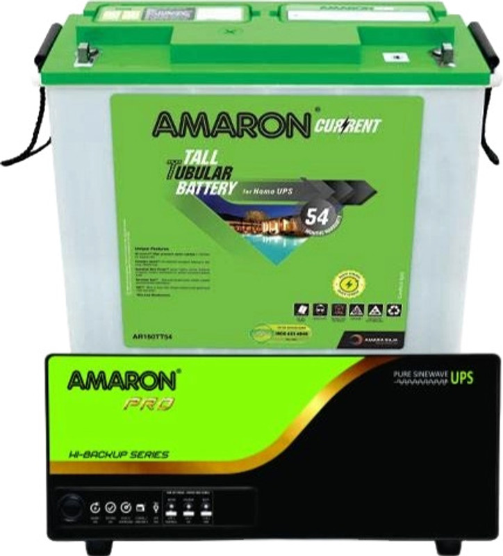 AMARON CURRENT Tall Tubular Battery - (AAM-CR-AR150TT54) 150ah AR150TT54 with 54 Months Warranty Pure Sine Wave Inverter(500 VA)