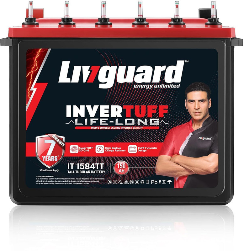 Livguard INVERTUFF Tall Tubular 150Ah Battery with 60+24* Months Max Warranty & Long Life with 84 Months Warranty Pure Sine Wave Inverter(500 VA)