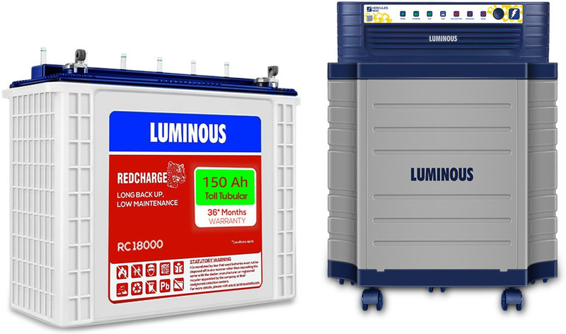 LUMINOUS Hercules 1600 Square Wave Inverter, RC 25000 200Ah Battery with Trolley with 24 Months Warranty Square Wave Inverter(500 VA)