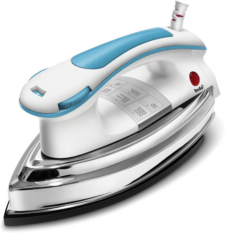 Indo 1000 Watt Heavy weight Dry Iron| Quick Heat Up| PTFE Soleplate |1 Years Warranty 1000 W Dry Iron(White, Aqua blue)