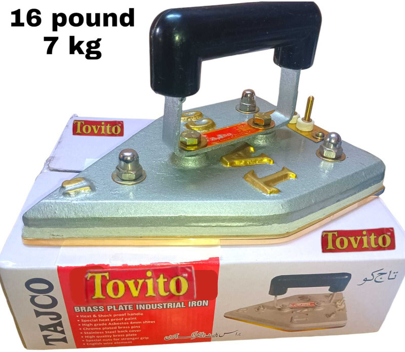 Tovito by Tajco 16 pound ( 7 kg ) Commercial Manual Electric Brass Plate laundry iron box 1000 W Dry Iron(Multiple)