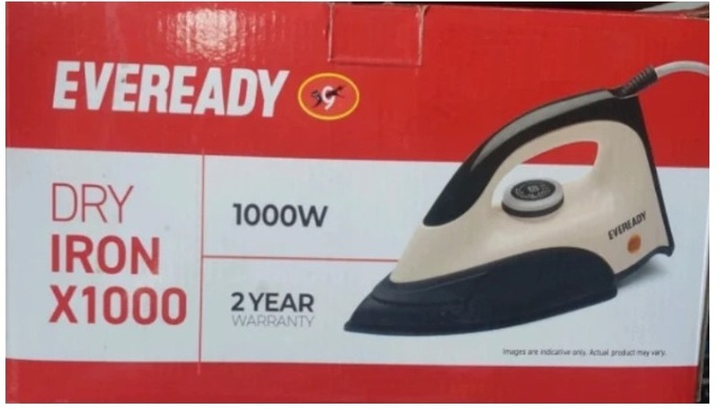 EVEREADY 1000W DRY IRON X1000 DARK GREY PACK OF-01 PES. 1000 W Dry Iron(Dark Grey)