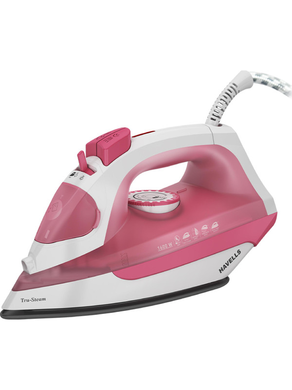 HAVELLS by Havells Tru-Steam Steam Iron with Self Cleaning Function|Vertical & Horizontal Ironing 1600 W Steam Iron(Pink)