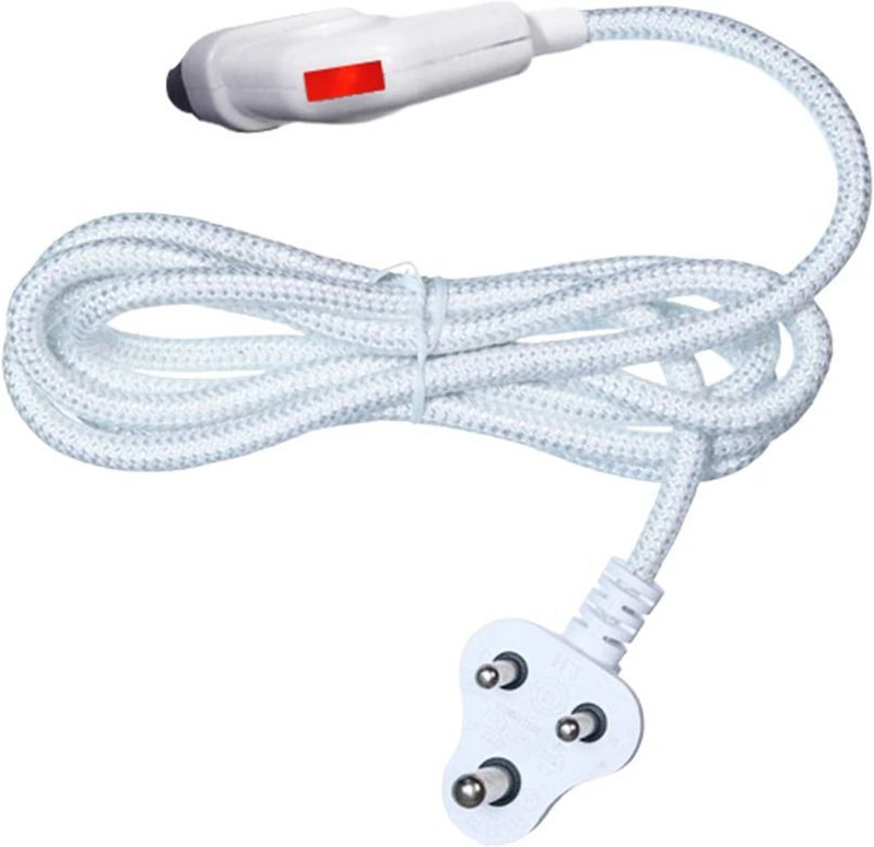 Vallabh Iron Press Pure Copper Cable Wire Cord with Connector for Laundry Iron 1000 W Dry Iron(White)