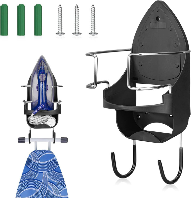 DOLPHY Wall Mounted Iron Board Holder with Removable Hooks Ironing Board