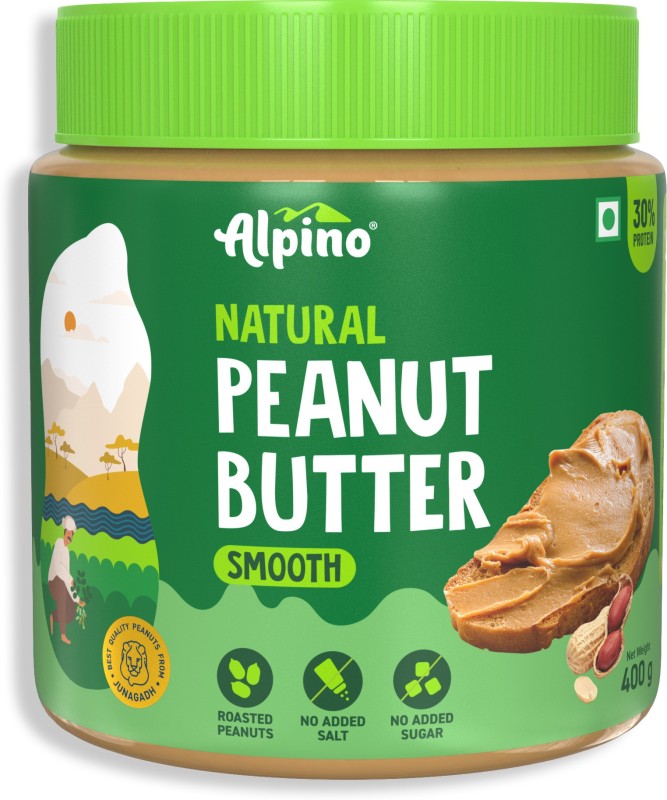 ALPINO Natural Peanut Butter Smooth Unsweetened 400 g