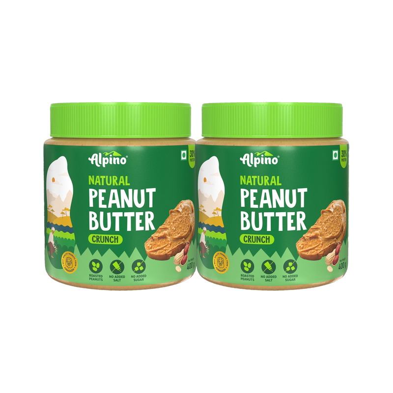 ALPINO Natural Peanut Butter Crunch Unsweetened(800 g, Pack of 2)