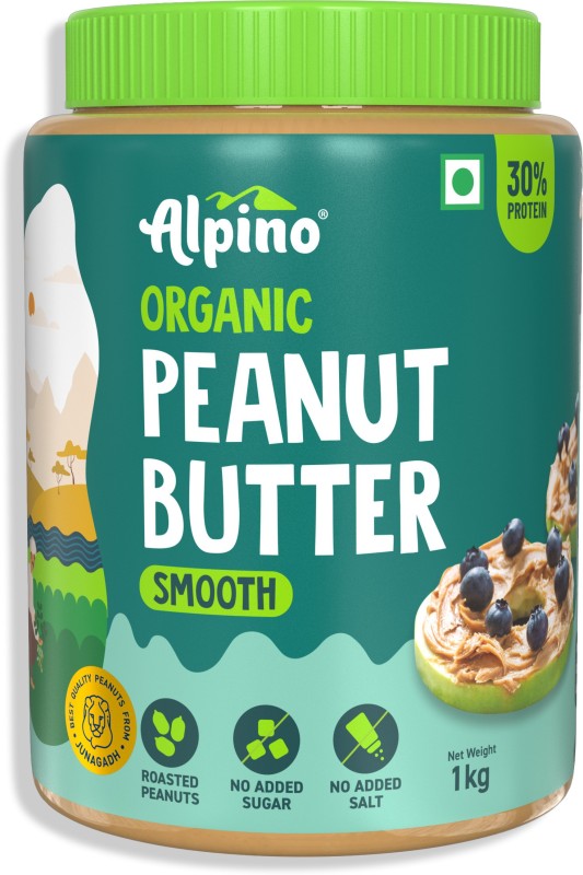 ALPINO Organic Natural Peanut Butter Smooth Unsweetened 1000 g