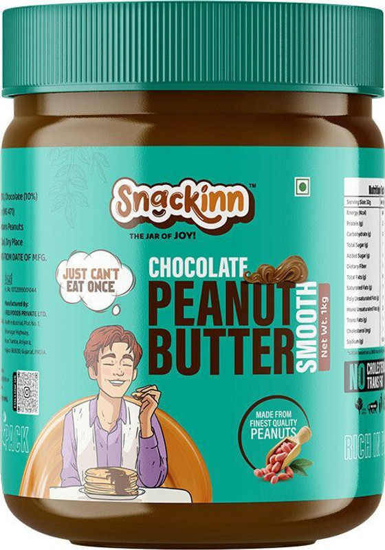 snackinn Chocolate Smooth Peanut Butter Protein for Muscle Healthy & Tasty(1 kg)