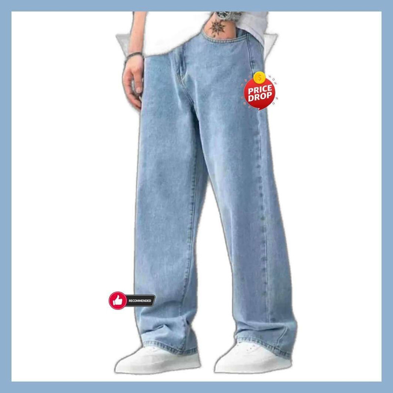 tr matr Baggy Fit Men Light Blue Jeans