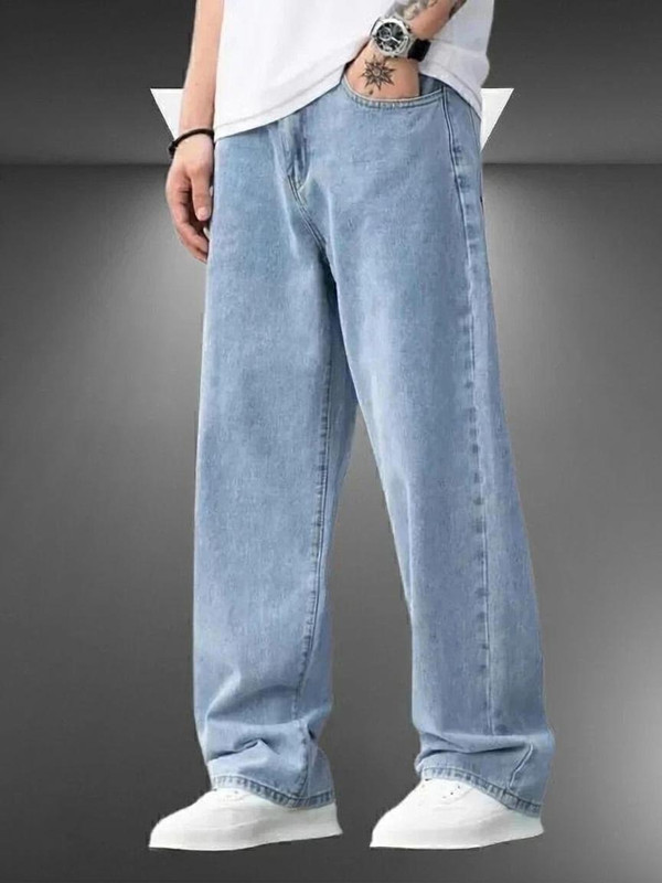 MEIXN Loose Fit Men Light Blue Jeans