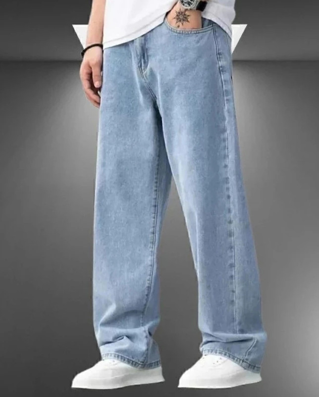 Tpma Wide Leg Men Light Blue Jeans