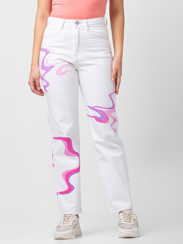Spykar Women White, Pink, Purple Jeans