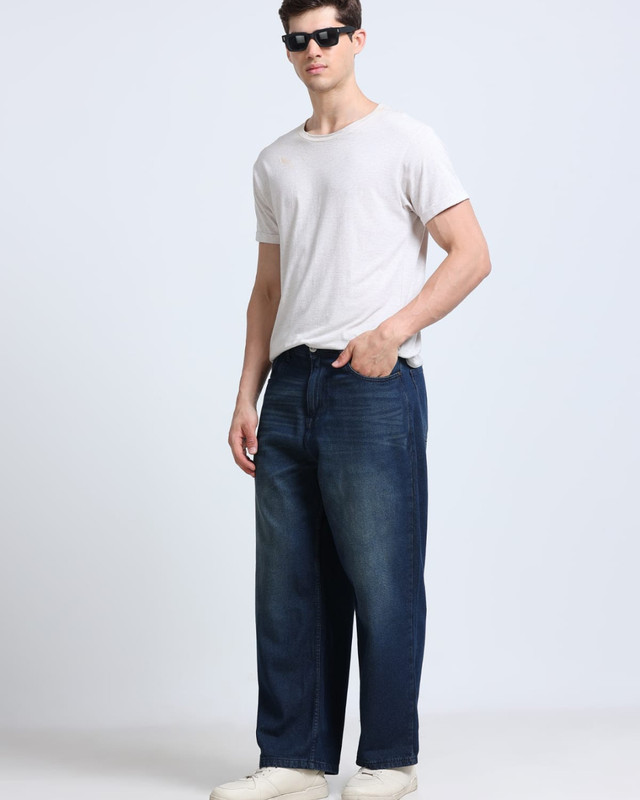 INDUSPOLO Baggy Fit Men Dark Blue Jeans