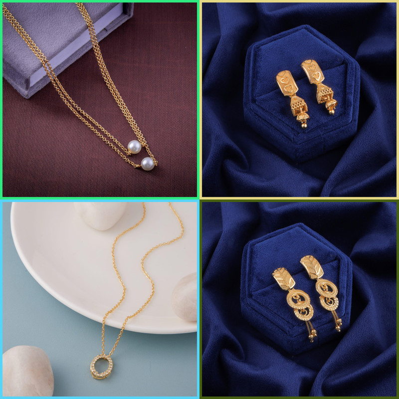 pearl jewellery Brass Jewel Set(Gold)