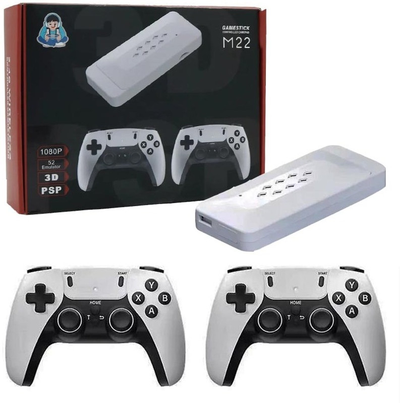 GAMESOUL M22 v2.5 Retro Gaming Console, Wireless Controller, Supports 52 Emulators Gaming console for tv ,old video game for kids (Best Gift & Fun) All Ages 64 GB with Modern Gamer Love by Fans of Game stick PS5,PS4,PS3,PS2,PS1,Xbox,Nintendo Switch(WHITE AND BLACK 30000+, GTA vice city , God of War