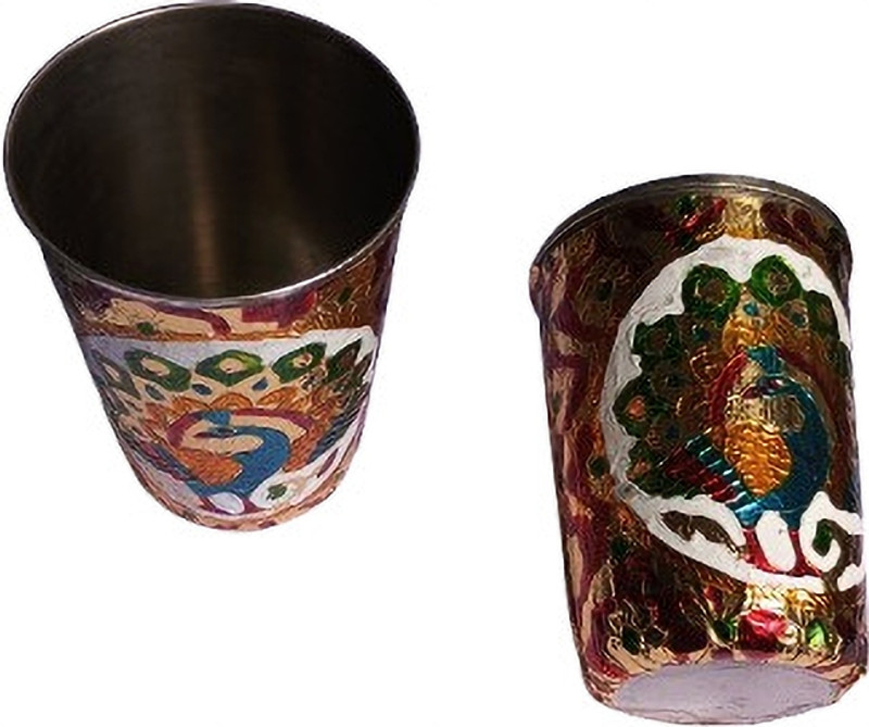 ROYALS PRIDE glass tumbler serving drinkware Glass Tray Set(STAINLESS STEEL)