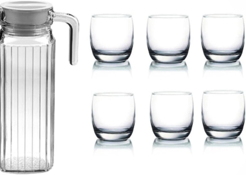 MDNSHO Serving Desire Lemon Set,6 Water Glass 190ml Jug 1100ml Jug Glass Set (glass) Jug Glass Set(glass)