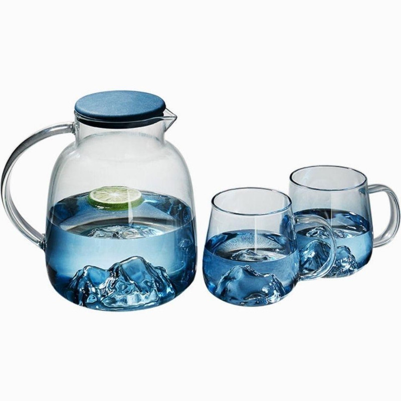 SHIVAANGAN 1.8L Mountain Range Glass Pitcher Set Jug Glass Set(Premium Borosilicate)