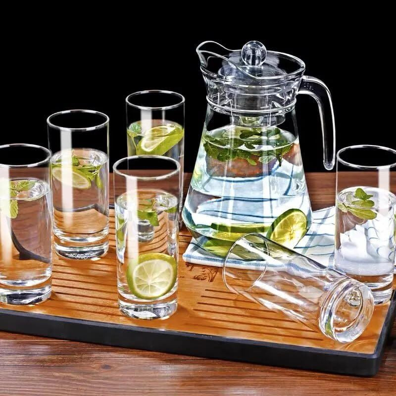 Red-Rubby Duck Pot Jug Set with Glasses (1.8 Liter Jug and Water Glass 6 pic Combo) Jug Glass Set(glass)