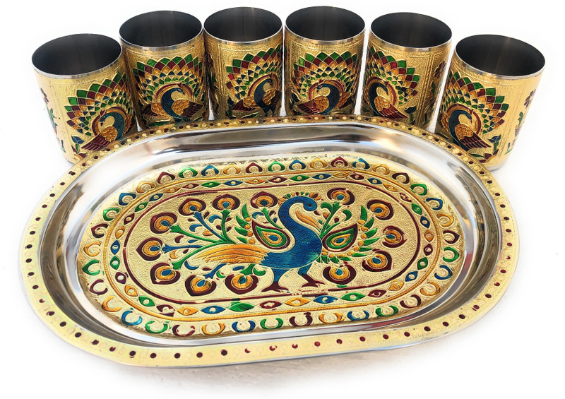 NAVRANG 6- Glass Tray Set Glass Tray Set(Steel,Aluminium)
