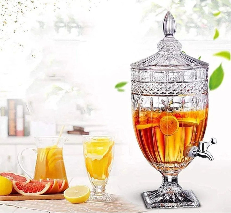 MDNSHO Glass Cold Water Mason Jar | Beer Dispenser | Clear Beverage | Drink Dispenser | Jug Glass Tray Set(Glass)