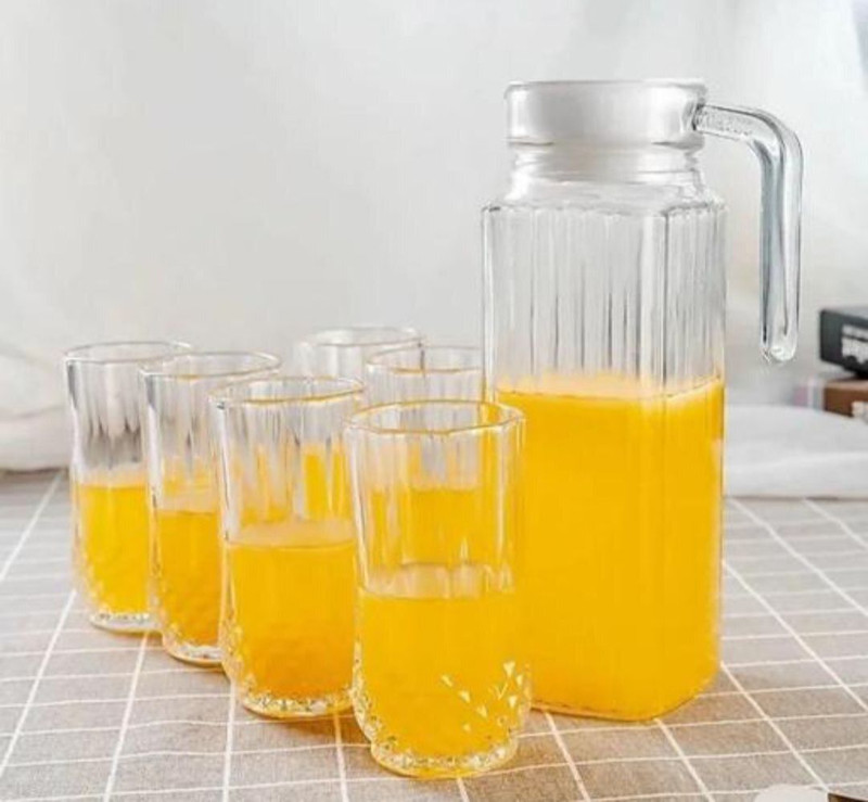 S1Store Water and juice Jug glass set (1.2 litter Jug)(250ml glass) Jug Glass Set(glass)