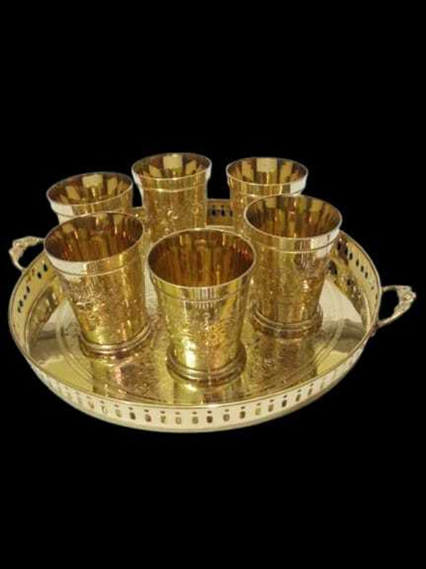 CURTEL CBGS7 Glass Tray Set(Brass)