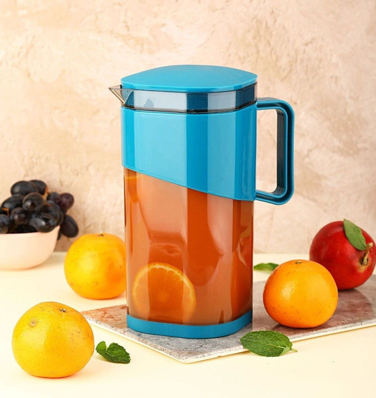 Maya Modern Plastic Water Pitcher with Lid 2L Beverage Jug for Juice Iced Tea & Water Jug Glass Set(Fiber)