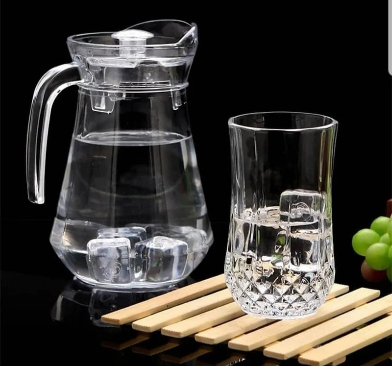 DULARIYA Water/ Juice Jug Carafes and Pitchers Glass for Dinner Table (290 ml,1300 ml) Jug Glass Set(glass)