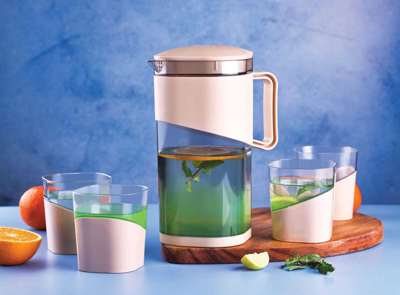 TRUEPLATES 2L Capacity | Stylish Juice Pitcher for Home & Kitchen | BPA Free Jug Glass Set(Plastic)