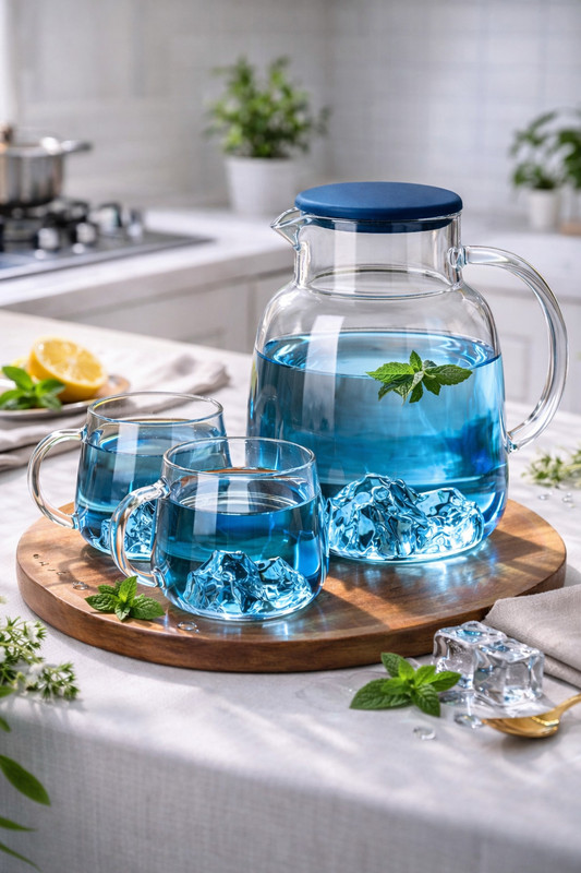 TandMhomeappliances blue kettle abc Jug Bottle Glass Set(glass)